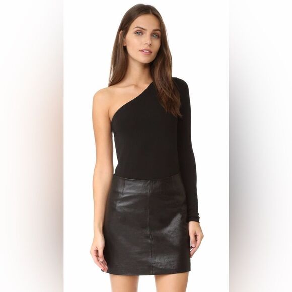 Theory Lefft Matte One-Shoulder Top Black Small - Picture 3 of 8
